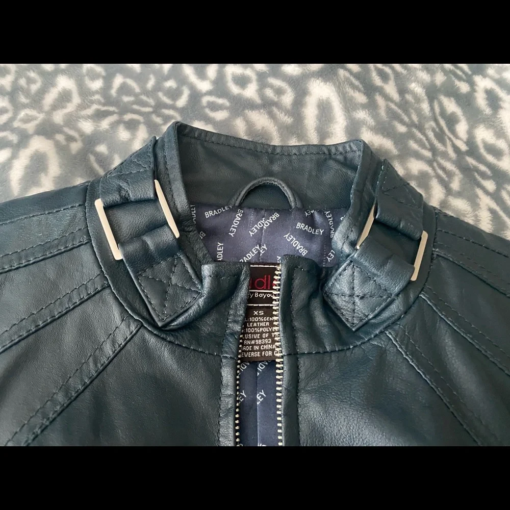 Bradley Bayou Teal Leather Jacket - Picture 8 of 9